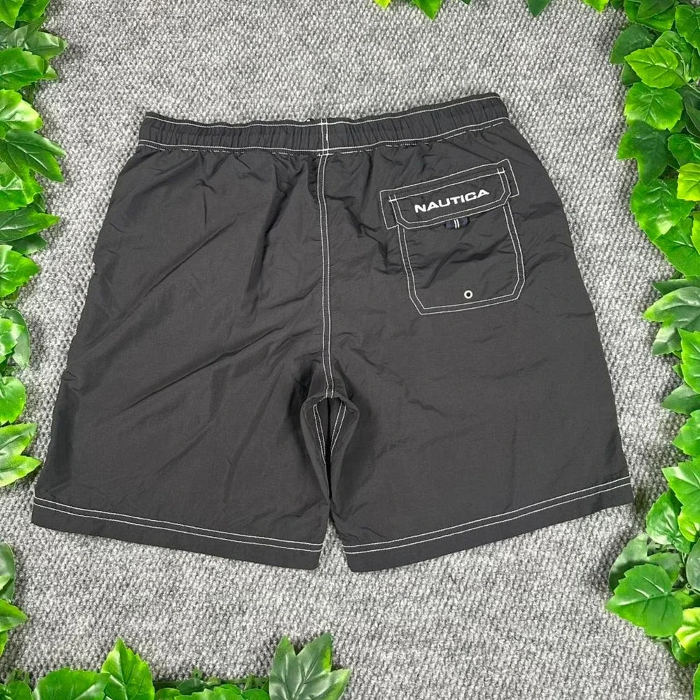 Nautica Swim Trunks Black Mesh Lined Board Shorts